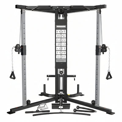 Cable Crossover Machine, Cable Fly Machine Home Gym System Workout Station with Dual Pulley System Pull-Up Bar Cable Bar and LAT Pull down System