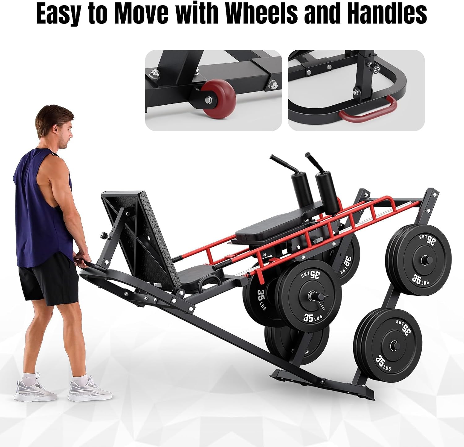 Leg Press Hack Squat Machine Combo for Home Gym, Adjustable Leg Press Machine for Full Lower Body Workout, Upgraded Leg Press with Transport Wheels and Weight Storage,Weight Plates Not Included