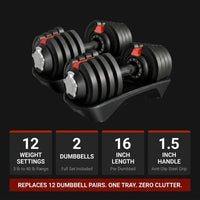 12-In-1 Quick Adjust Dumbbell Set for Home Gym, Set of 2, Black/Red — Results & Stats