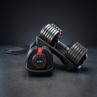 12-In-1 Quick Adjust Dumbbell Set for Home Gym, Set of 2, Black/Red — Studio Shot