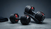 12-In-1 Quick Adjust Dumbbell Set for Home Gym, Set of 2, Black/Red — Lifestyle