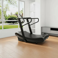Sturdy Curved Manual Treadmill, Non Electric Motorized Treadmill | 4 Resistance Levels, Display Speed, Time, Distance, Calories, Easy Install, 440LBS Capacity, for Home/Gym/Hotel/Rehab (FBA)