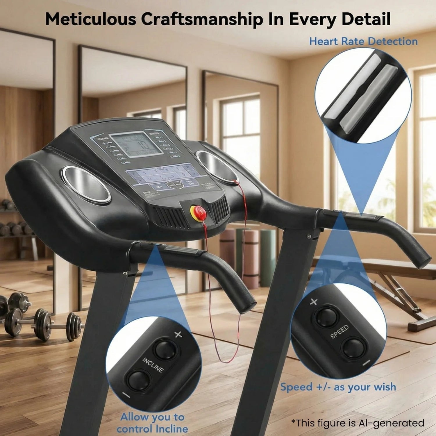 Treadmill with Auto 12Level Incline 15 Preset Foldable Treadmill 2.5 Horse Power Exercise Machine for Home Office Workout