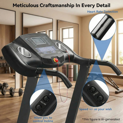 Treadmill with Auto 12Level Incline 15 Preset Foldable Treadmill 2.5 Horse Power Exercise Machine for Home Office Workout