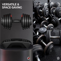 12-In-1 Quick Adjust Dumbbell Set for Home Gym, Set of 2, Black/Red