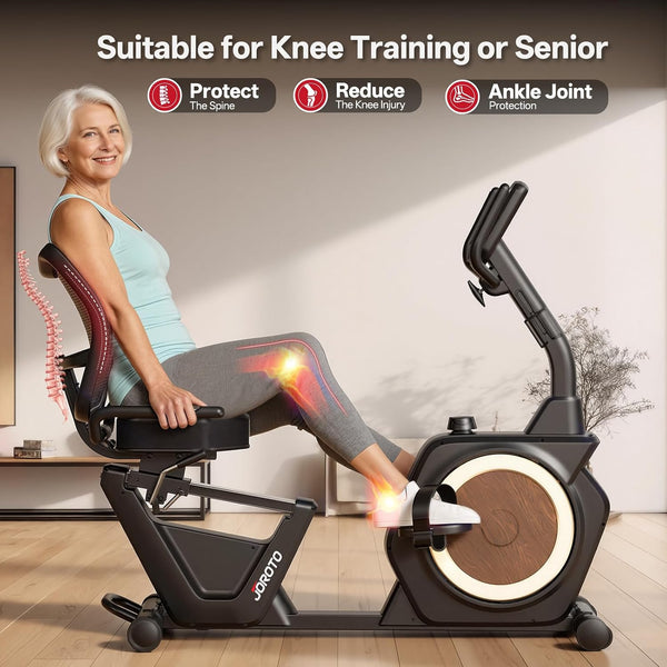 Recumbent Exercise Bike for Seniors Adults with 400LBS, Smart App | Low-Impact Exercise Bike 16 Magnetic Resistance, Wide Cushioned Seat, Back Support and Backlit LCD, Heart Rate Monitoring