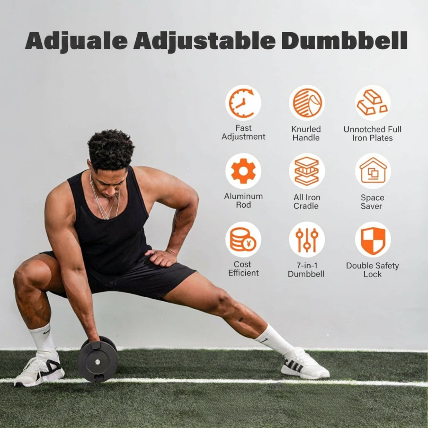 AD80 Drop-Proof Cast Iron Adjustable Dumbbells 80Lbs | Knurled Chrome Handle,Fast Adjust,Compact Design,Durable Cast Iron Plates and Cradle,Heavy Weights Dumbbells Set for Home Gym