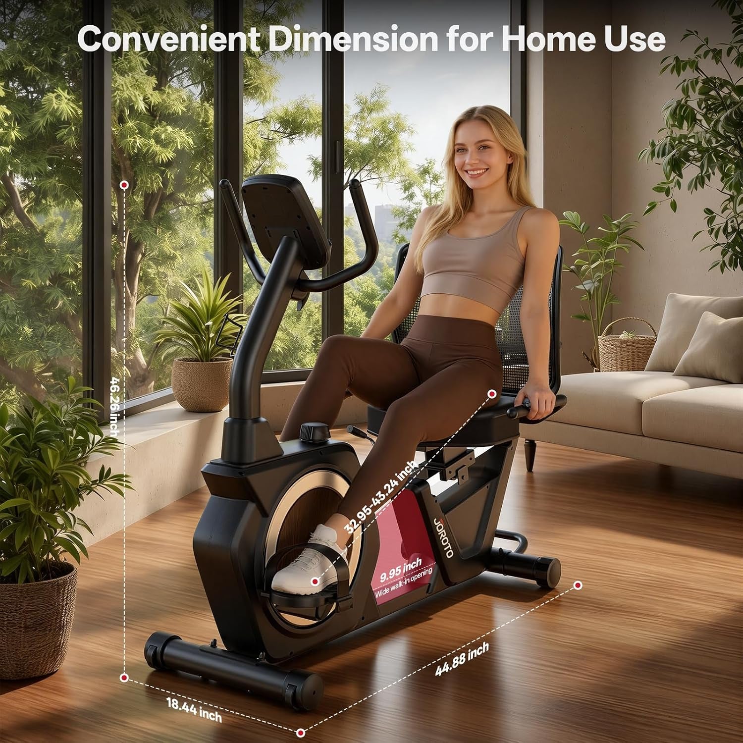 Recumbent Exercise Bike for Seniors Adults with 400LBS, Smart App | Low-Impact Exercise Bike 16 Magnetic Resistance, Wide Cushioned Seat, Back Support and Backlit LCD, Heart Rate Monitoring