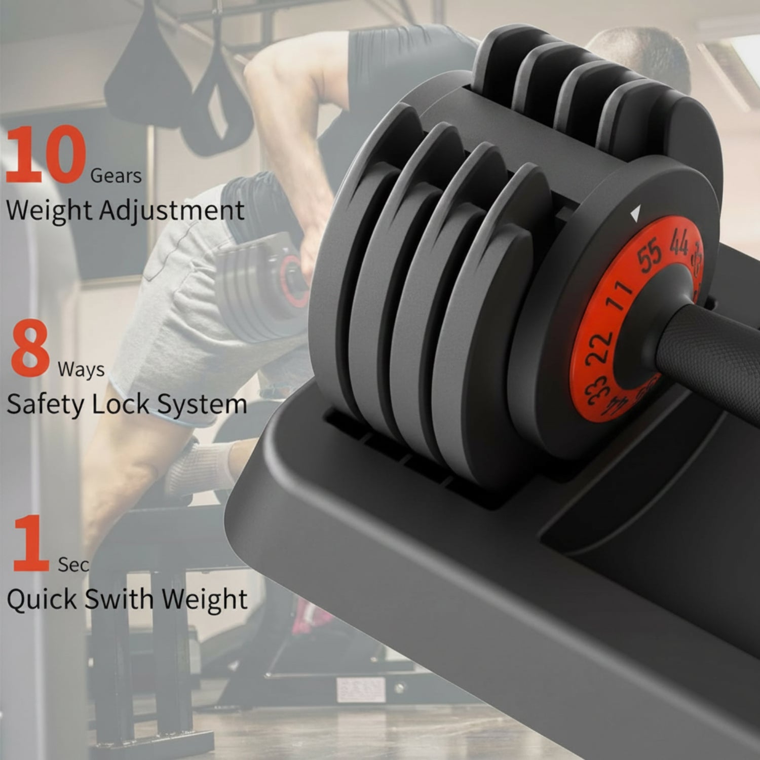 Adjustable Dumbbells Set,55Lb Dumbbell Pair,Fast Adjustment Weight Dumbbell by Turning Anti-Slip Handle,Strength Training Dumbbell with Tray Suitable for Men Women Full Body Exercise