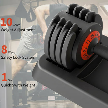 Adjustable Dumbbells Set,55Lb Dumbbell Pair,Fast Adjustment Weight Dumbbell by Turning Anti-Slip Handle,Strength Training Dumbbell with Tray Suitable for Men Women Full Body Exercise