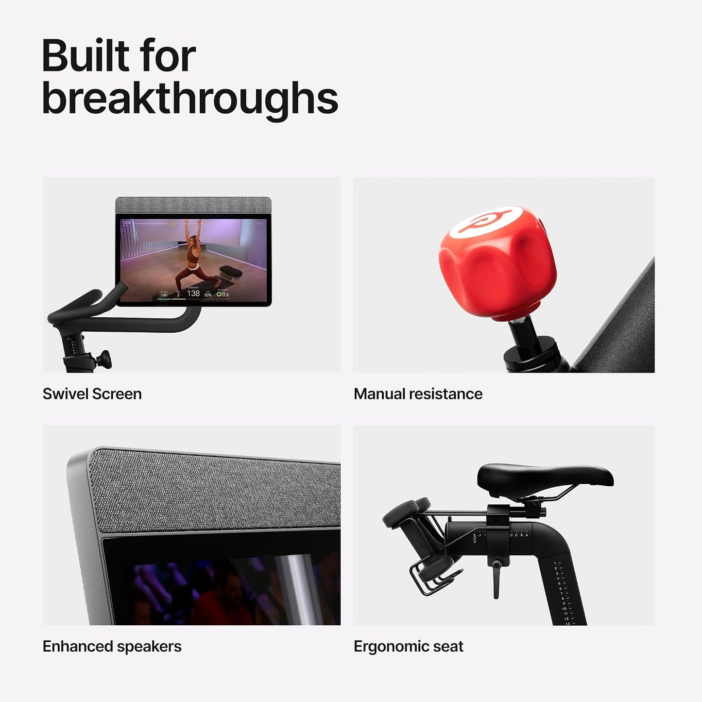 Peloton Exercise Bikes, Indoor Stationery Cross Training Bikes for Home Highlights: HD Swivel Screen, Space-Friendly Exercise Equipment for Home Workouts, Cardio Fitness, Yoga & Strength Routines