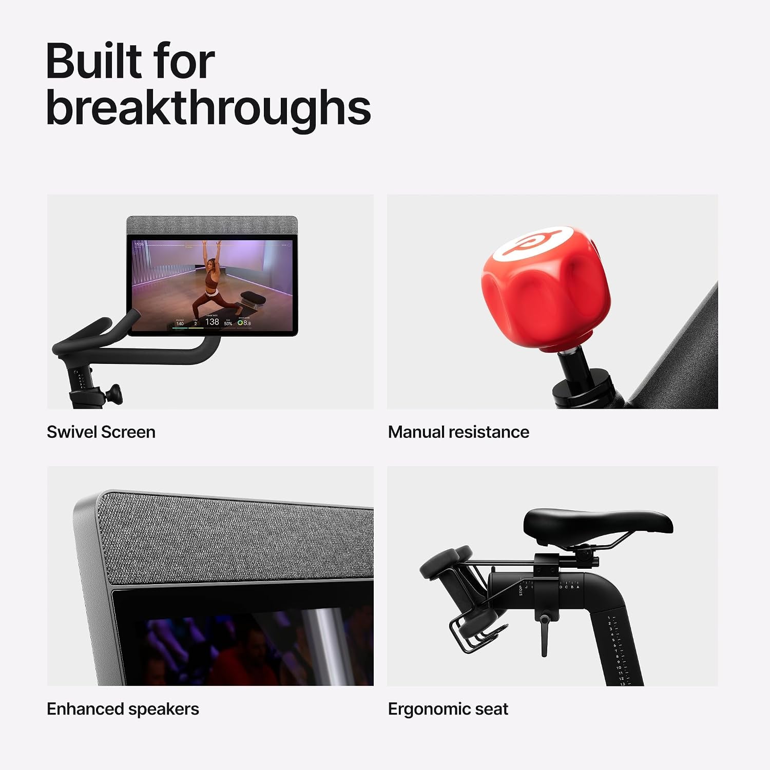 Peloton Exercise Bikes, Indoor Stationery Cross Training Bikes for Home Highlights: HD Swivel Screen, Space-Friendly Exercise Equipment for Home Workouts, Cardio Fitness, Yoga & Strength Routines