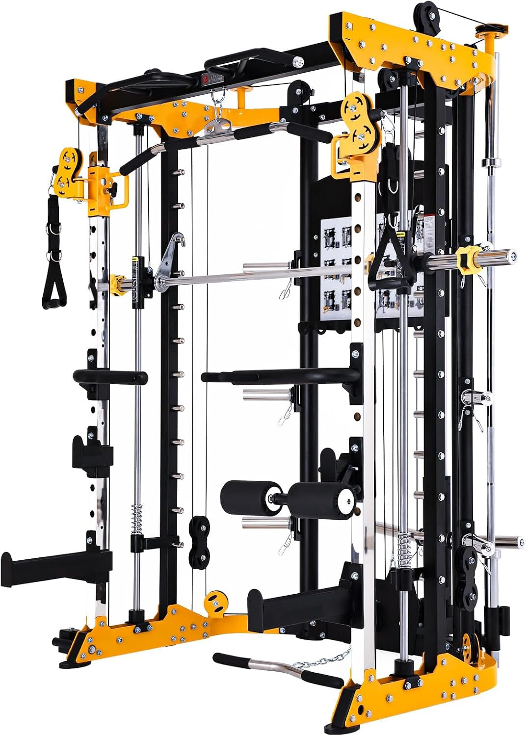 3059 Plate Loaded Smith Machine Home Gym Cable System | Solo Training Power Rack. 2.5Mm Steel Frame, 1000Lb Capacity, Linear Bearings. Fits 8Ft Ceilings, Wood Crate Shipped.
