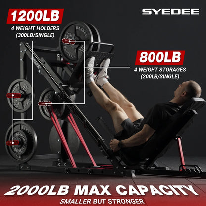 Leg Press Machine, 1500LBS Weight Capacity Adjustable Leg Machine with Resistance Band Pegs and Plate Storages, Workout Equipment for Strength Training