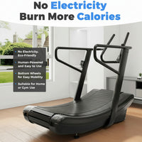 Sturdy Curved Manual Treadmill, Non Electric Motorized Treadmill | 4 Resistance Levels, Display Speed, Time, Distance, Calories, Easy Install, 440LBS Capacity, for Home/Gym/Hotel/Rehab (FBA)