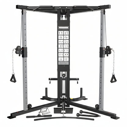 Cable Crossover Machine, Cable Fly Machine Home Gym System Workout Station with Dual Pulley System Pull-Up Bar Cable Bar and LAT Pull down System