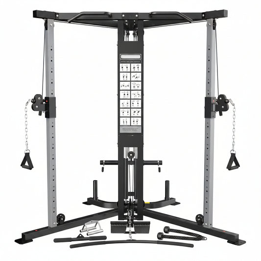 Cable Crossover Machine, Cable Fly Machine Home Gym System Workout Station with Dual Pulley System Pull-Up Bar Cable Bar and LAT Pull down System
