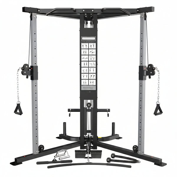 Cable Crossover Machine, Cable Fly Machine Home Gym System Workout Station with Dual Pulley System Pull-Up Bar Cable Bar and LAT Pull down System