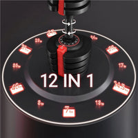 12-In-1 Quick Adjust Dumbbell Set for Home Gym, Set of 2, Black/Red
