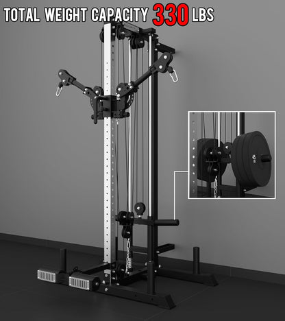 Eonfit E1 2.0 Cable Station, Cable Crossover Machine with Pulley System | Wall Mount & Free Standing Dual Swivel Arms Cable Machine with Removable Footplate for Garage Home Gym