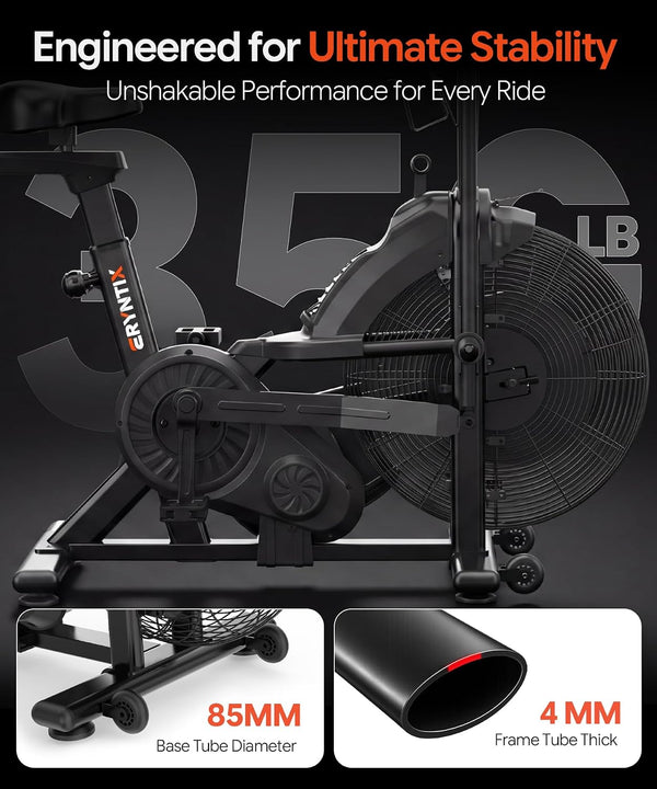 Dual Resistance Air Bike, Magnetic & Air Fan Bike with APP Connection, ISCC plus Certified Wind Bikes, Dual-Action Handlebars for Home Gym HIIT Cardio Full Body Workout (350LBS Capacity)