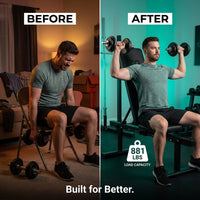 Adjustable Weight Bench, Foldable Workout Bench for Home Gym Use, Weight Bench with 881 LBS Weight Capacity-Black — Before & After