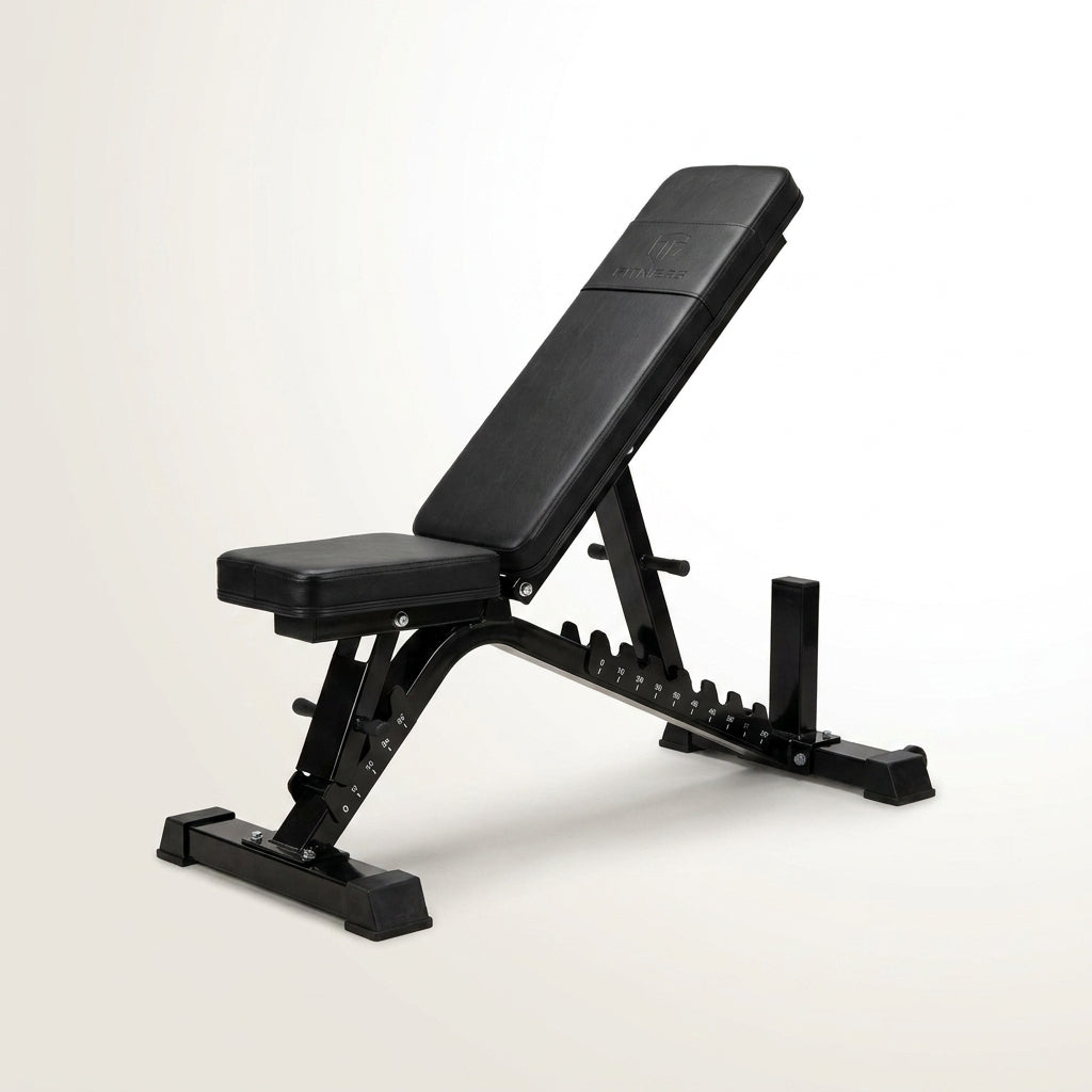 Adjustable Weight Bench, Foldable Workout Bench for Home Gym Use, Weight Bench with 881 LBS Weight Capacity-Black — Studio Shot