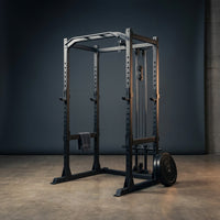 Power Rack Power Cage Multi-Function Squat Rack with Cable Crossover System Selectable More Training Attachment Power Rack for Garage & Home Gym — Studio Shot