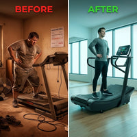 Sturdy Curved Manual Treadmill, Non Electric Motorized Treadmill | 4 Resistance Levels, Display Speed, Time, Distance, Calories, Easy Install, 440LBS Capacity, for Home/Gym/Hotel/Rehab (FBA) — Before & After