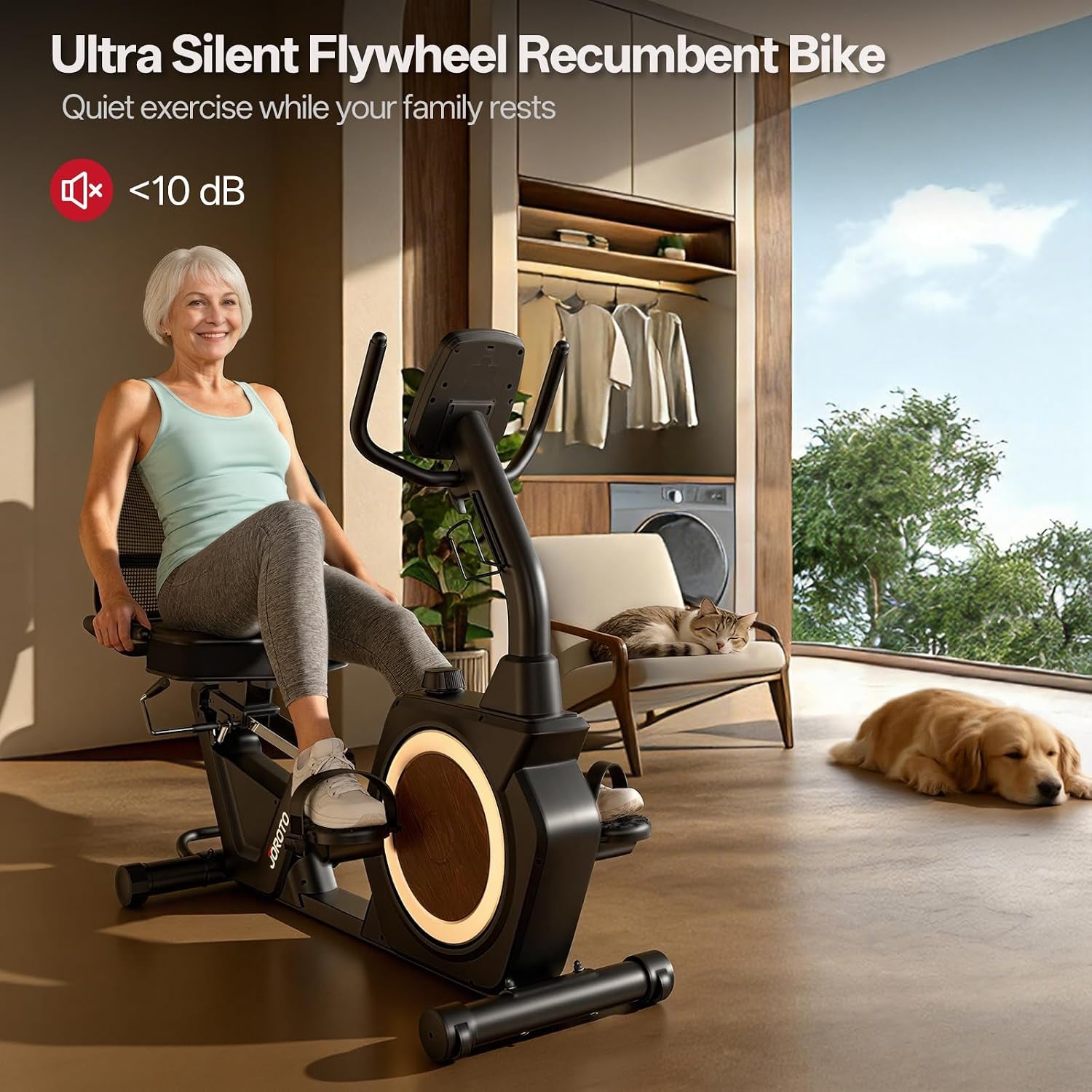 Recumbent Exercise Bike for Seniors Adults with 400LBS, Smart App | Low-Impact Exercise Bike 16 Magnetic Resistance, Wide Cushioned Seat, Back Support and Backlit LCD, Heart Rate Monitoring