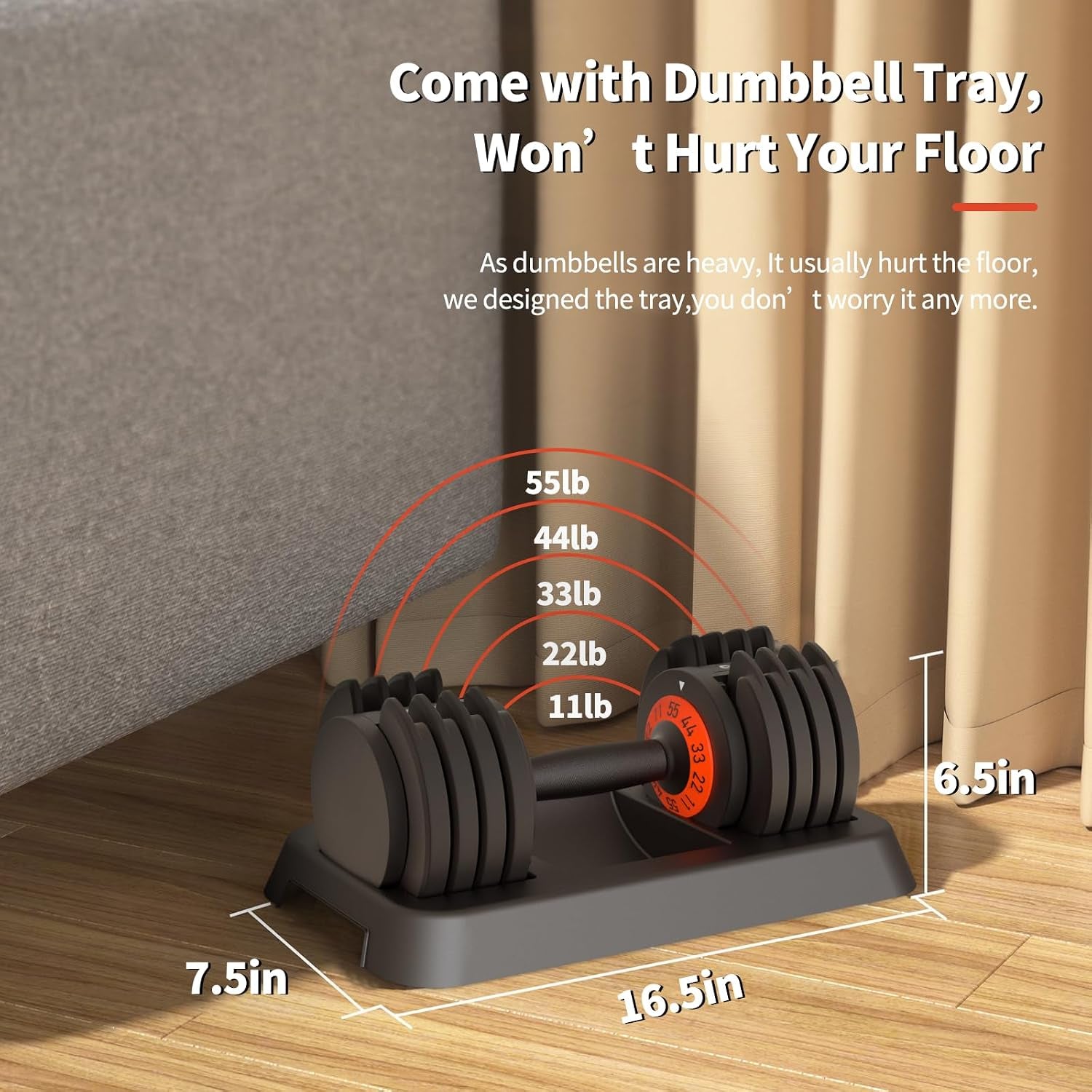 Adjustable Dumbbells Set,55Lb Dumbbell Pair,Fast Adjustment Weight Dumbbell by Turning Anti-Slip Handle,Strength Training Dumbbell with Tray Suitable for Men Women Full Body Exercise
