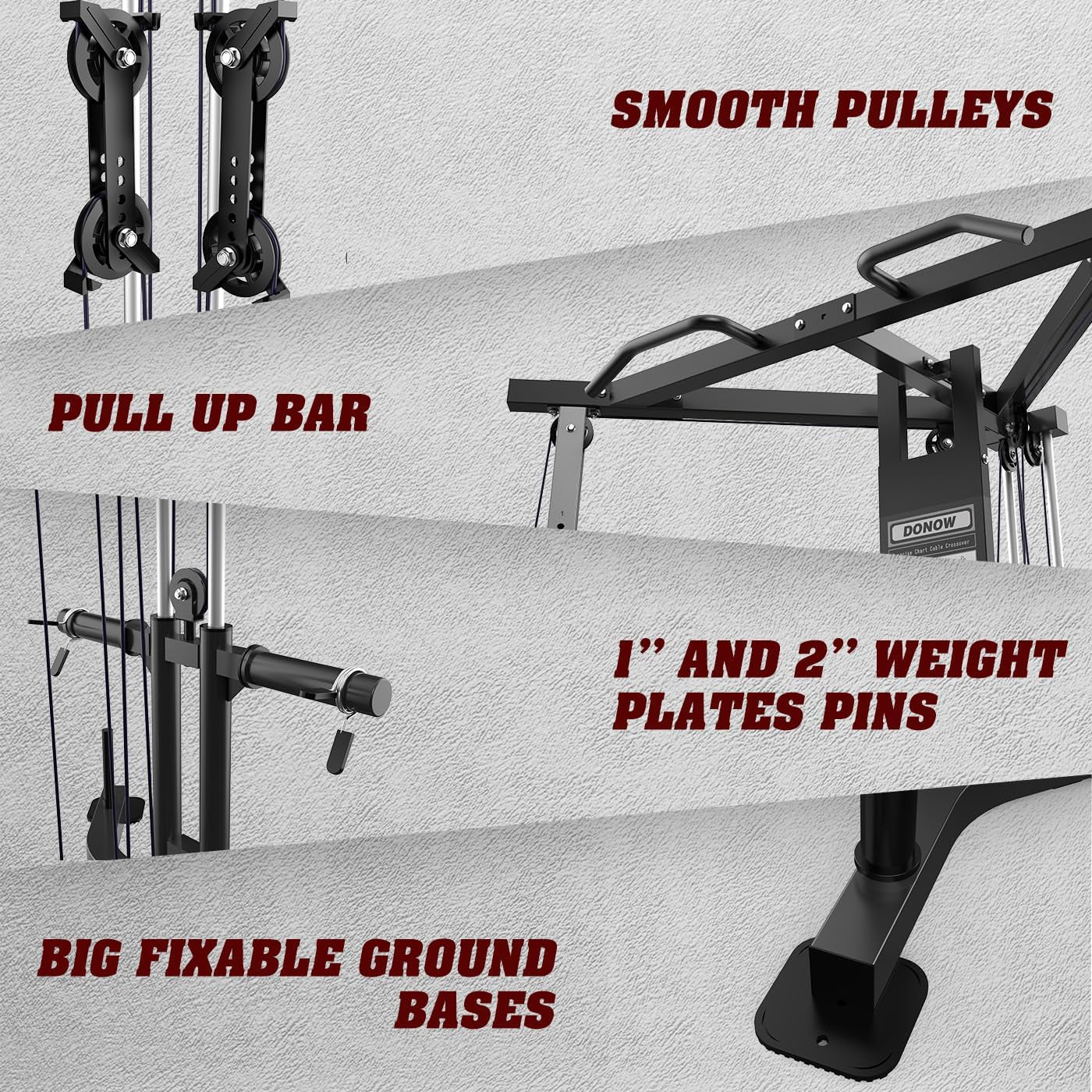 Cable Crossover Machine, Cable Fly Machine Home Gym System Workout Station with Dual Pulley System Pull-Up Bar Cable Bar and LAT Pull down System