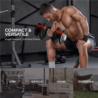12-In-1 Quick Adjust Dumbbell Set for Home Gym, Set of 2, Black/Red