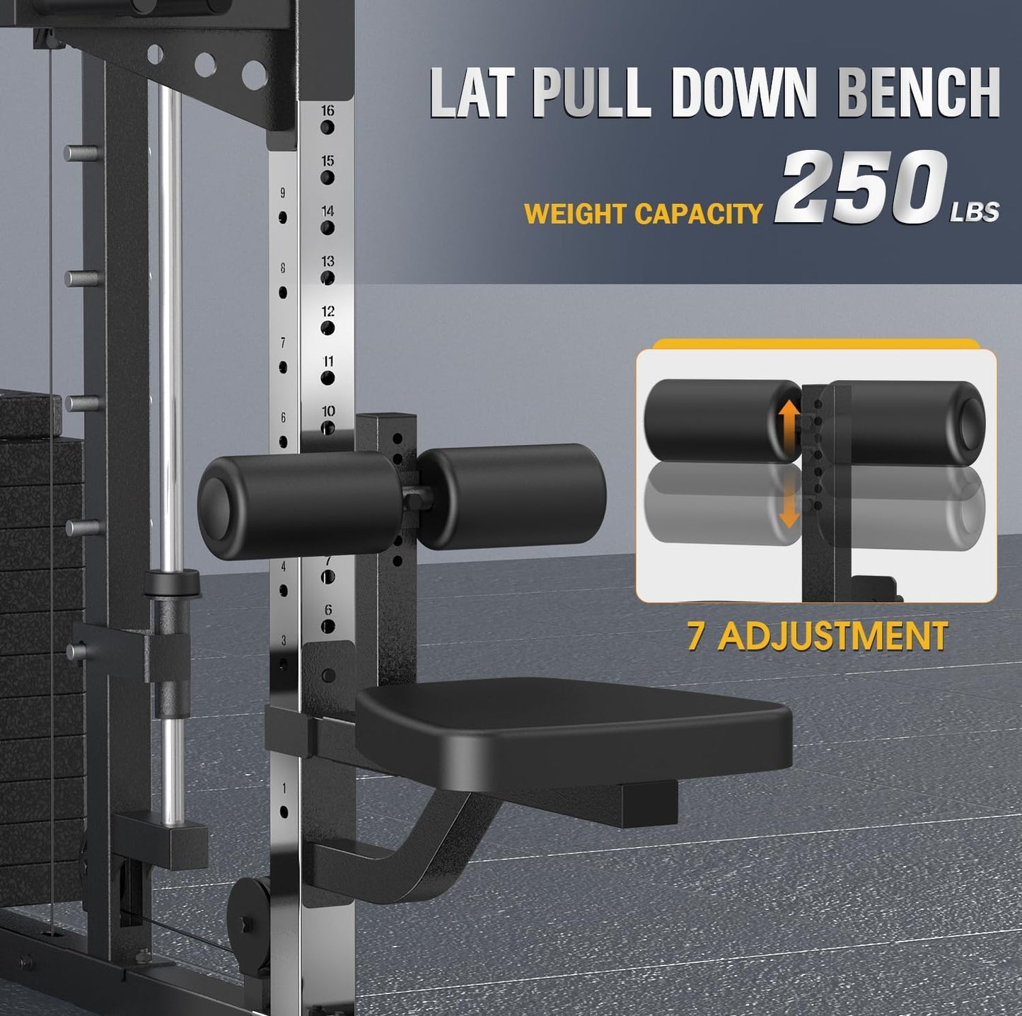 Smith Machine with Weight Stacks Home Gym System Dual Cable Crossover | Ratio 1:1 Dual Weight Stacks, Solid Smith Bar, Lat Pull down Bench, All in One Workout Station