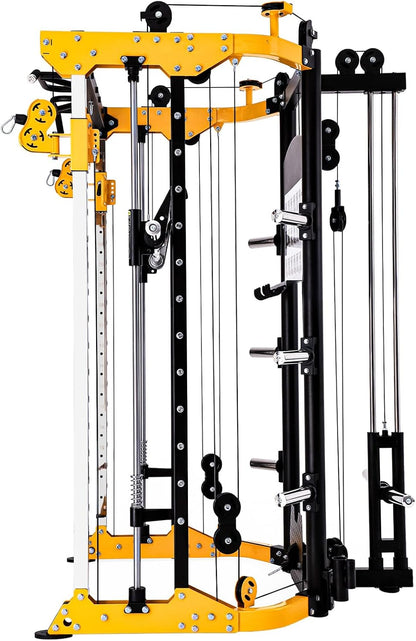 3059 Plate Loaded Smith Machine Home Gym Cable System | Solo Training Power Rack. 2.5Mm Steel Frame, 1000Lb Capacity, Linear Bearings. Fits 8Ft Ceilings, Wood Crate Shipped.