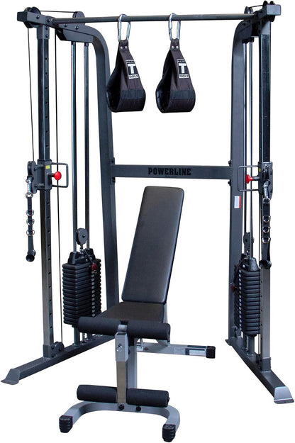 Powerline Cable Crossover Exercise Machine for Home & Commercial Gym, Functional Training Center with Dual Weights Stack for Cable Workout