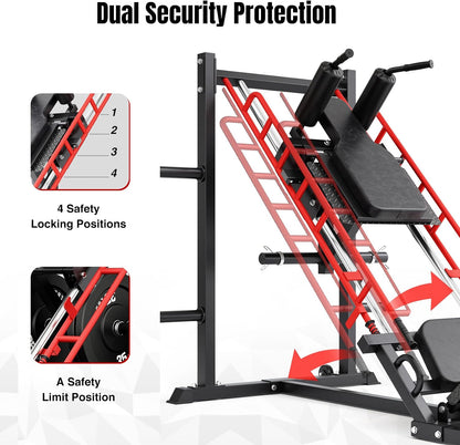 Leg Press Hack Squat Machine Combo for Home Gym, Adjustable Leg Press Machine for Full Lower Body Workout, Upgraded Leg Press with Transport Wheels and Weight Storage,Weight Plates Not Included