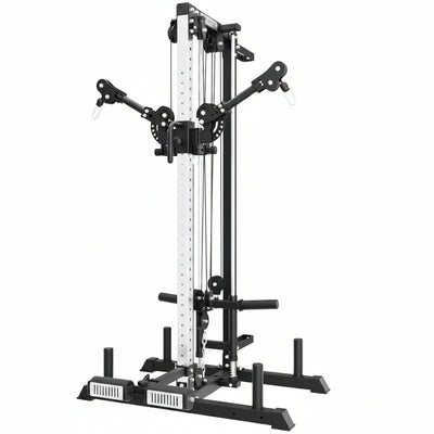 Eonfit E1 2.0 Cable Station, Cable Crossover Machine with Pulley System | Wall Mount & Free Standing Dual Swivel Arms Cable Machine with Removable Footplate for Garage Home Gym