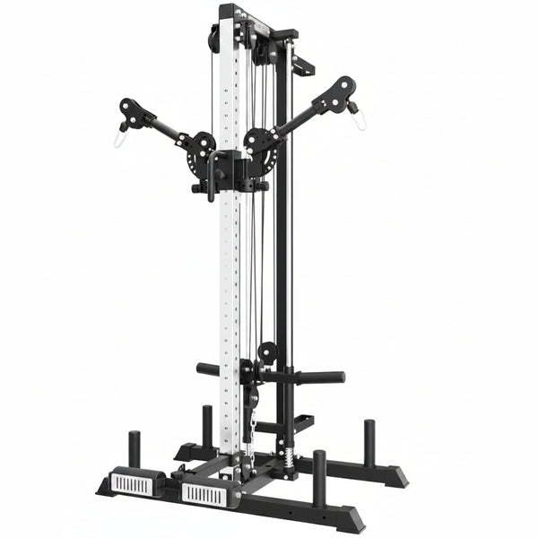 Eonfit E1 2.0 Cable Station, Cable Crossover Machine with Pulley System | Wall Mount & Free Standing Dual Swivel Arms Cable Machine with Removable Footplate for Garage Home Gym