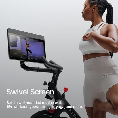 Peloton Exercise Bikes, Indoor Stationery Cross Training Bikes for Home Highlights: HD Swivel Screen, Space-Friendly Exercise Equipment for Home Workouts, Cardio Fitness, Yoga & Strength Routines