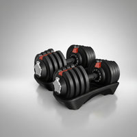 12-In-1 Quick Adjust Dumbbell Set for Home Gym, Set of 2, Black/Red